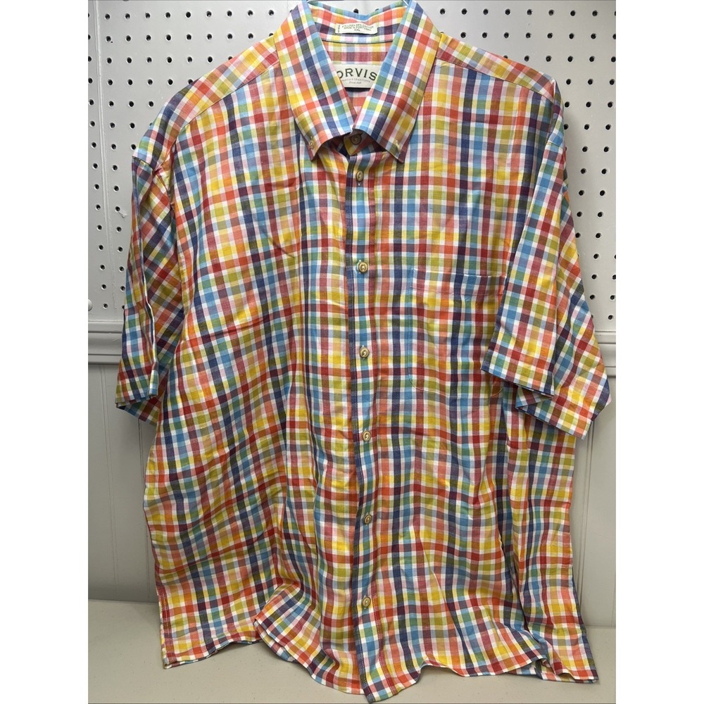 Orvis Colorful Plaid Men's Button Down Dress Shirt Size XL